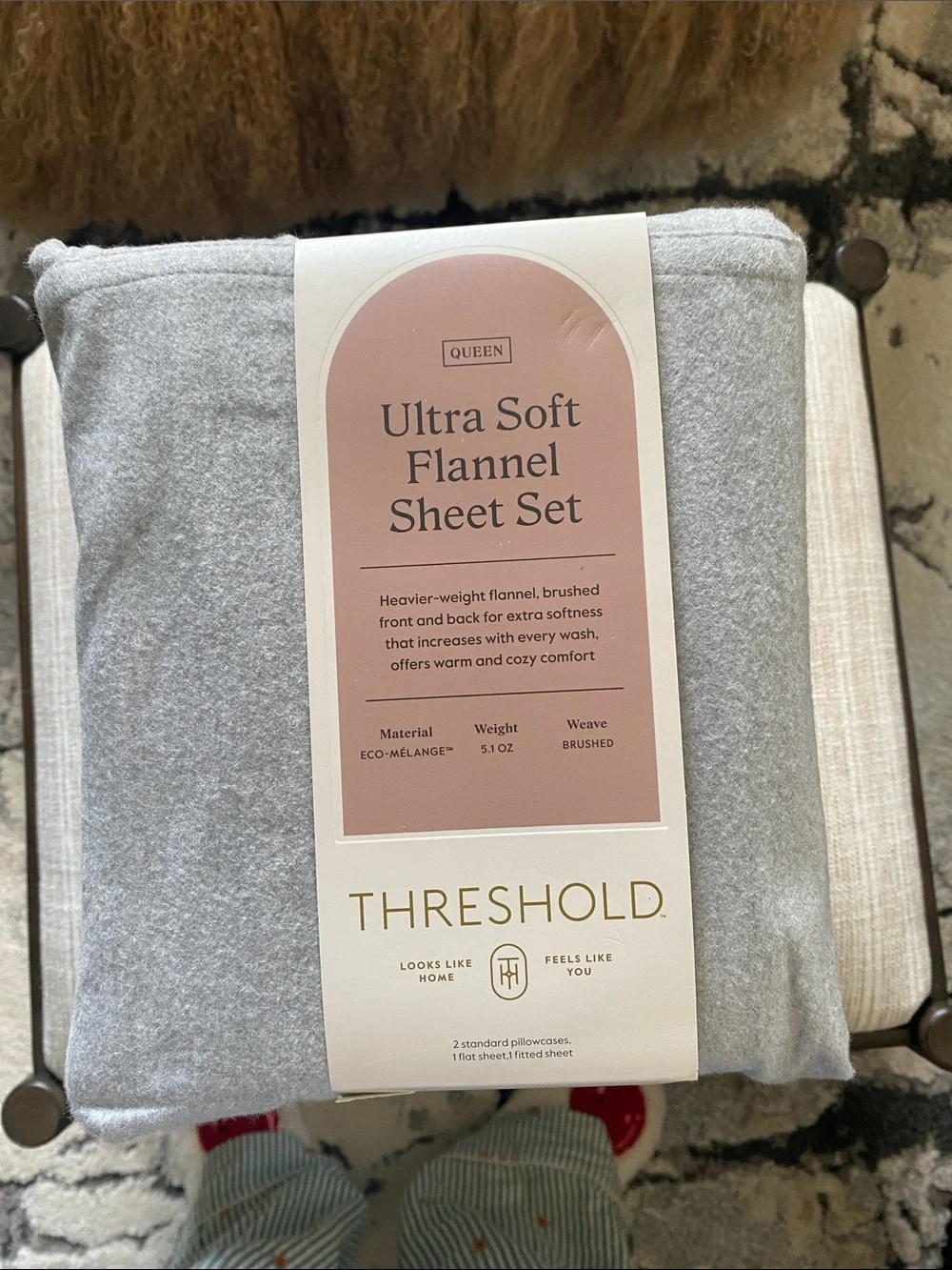NWT Threshold Ultra Soft Flannel Sheet Set - Light Gray